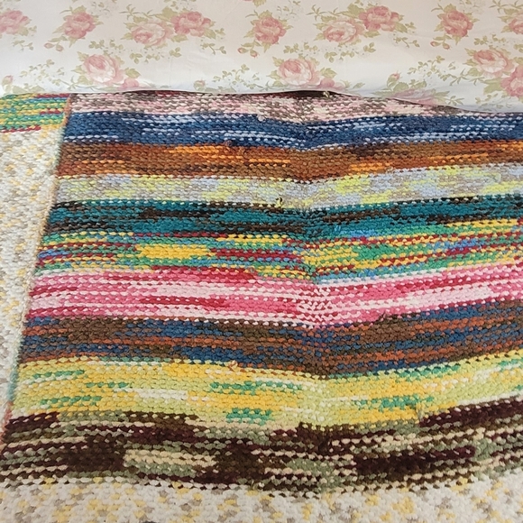 SOLD - VINTAGE Handmade Chenille Knit XL Blanket, Weighted Blanket, Patchwork - Picture 6 of 16